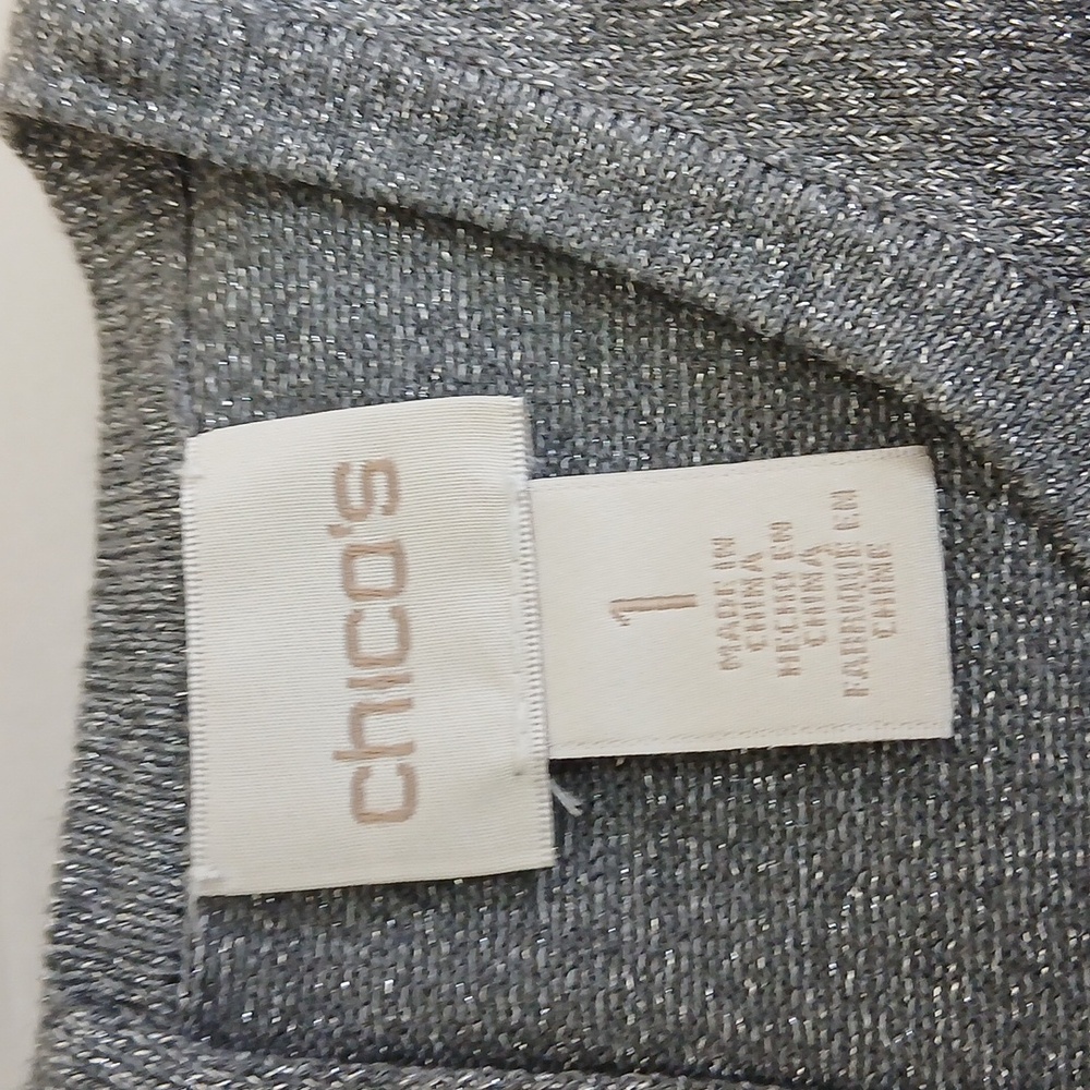 Chicos Blouse Lightweight Sweater Chicos Size 1 USA size med Gray with Shimmer - Picture 5 of 7